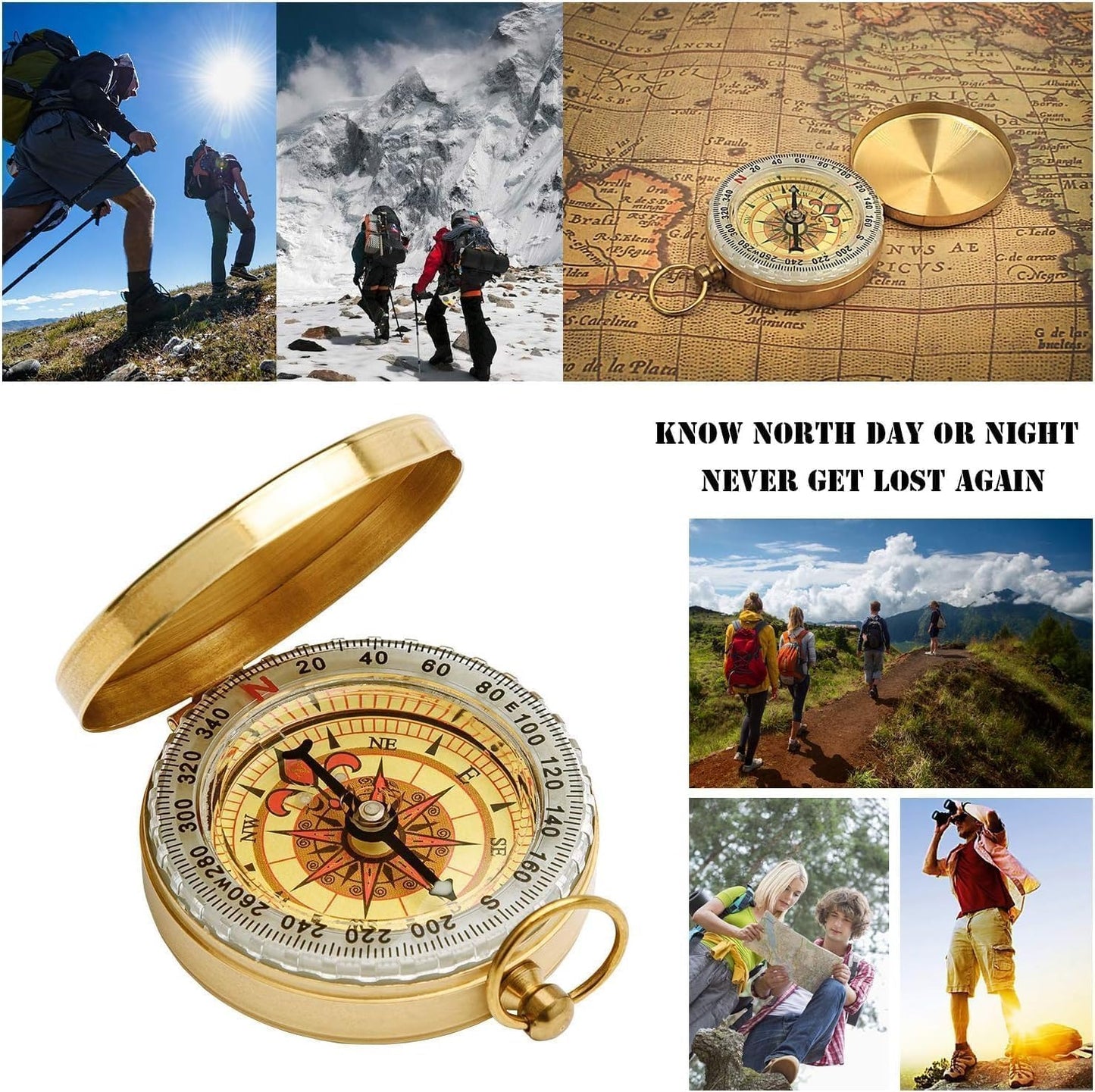 Camping Survival Compass Metal Compass Kids Compass for Hiking Camping Hunting Outdoor Military Navigation Tool