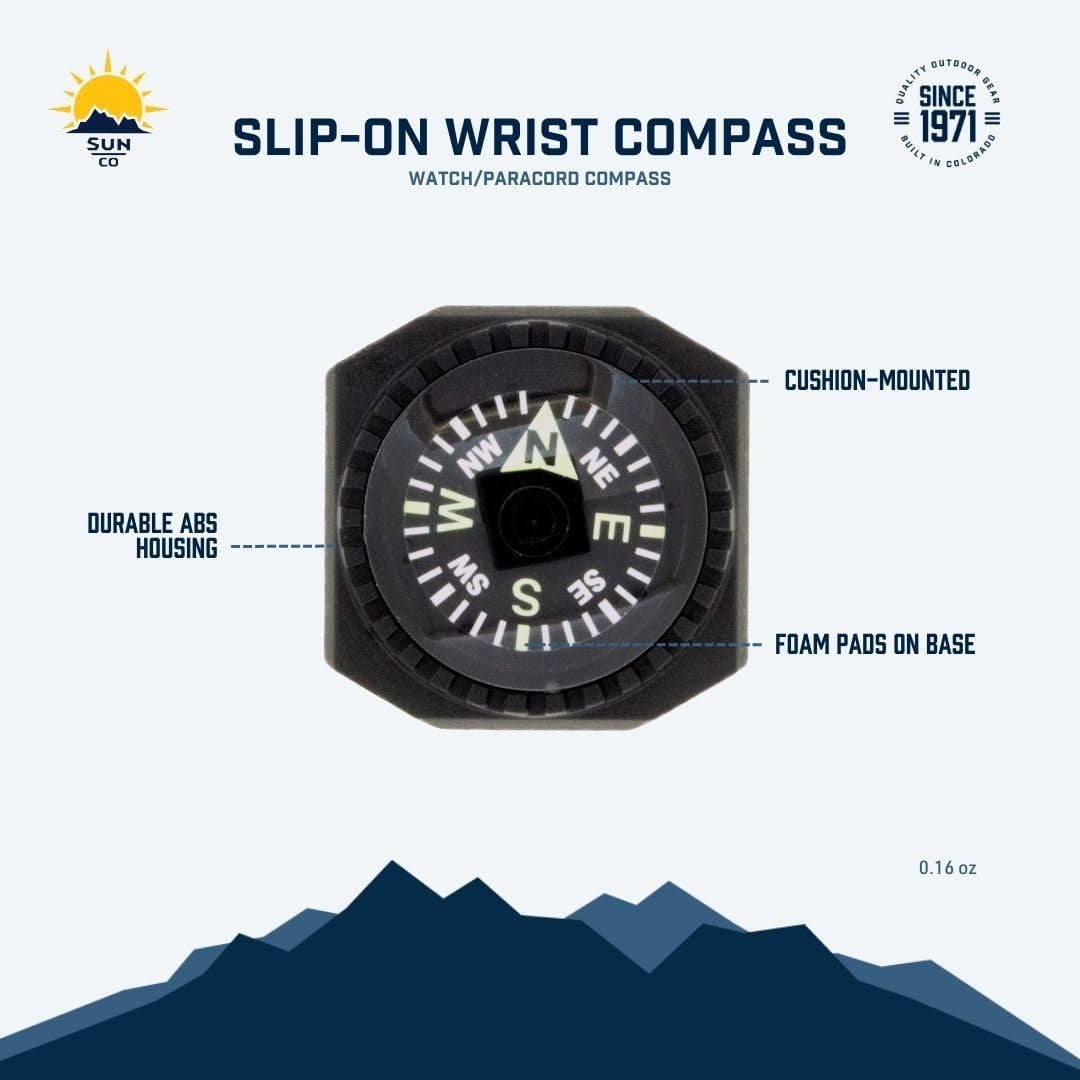 Slip-On Wrist Compass - Easy-to-Read Compass for Watch Band or Paracord Survival Bracelet