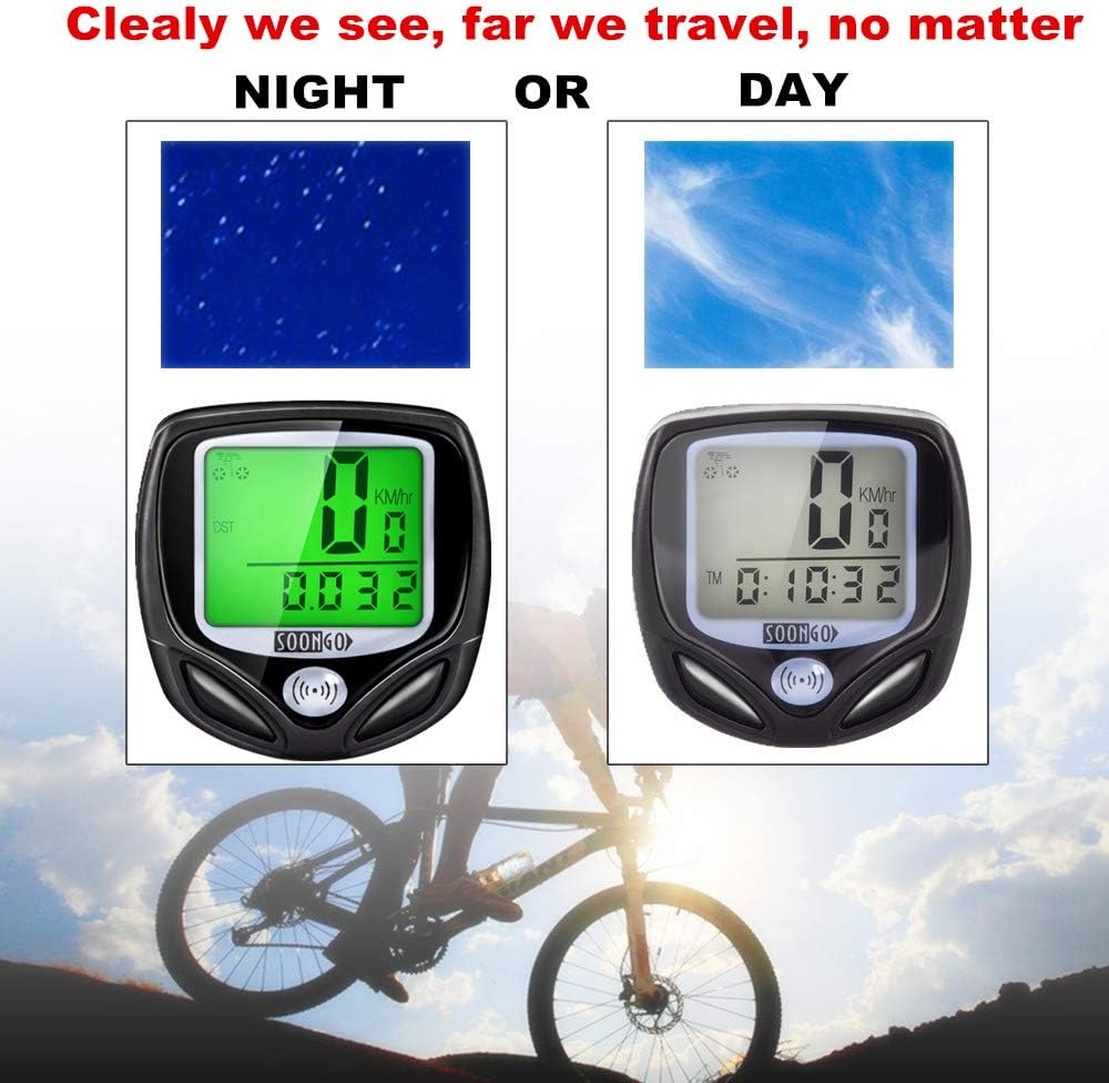 Bike Speedometer, Bicycle odometers,Bicycle Speedometer Wireless Cycle Bike Computer Waterproof Bike Odometer with LCD Display Speedometer Accurate Speed Tracking & Multi-Function