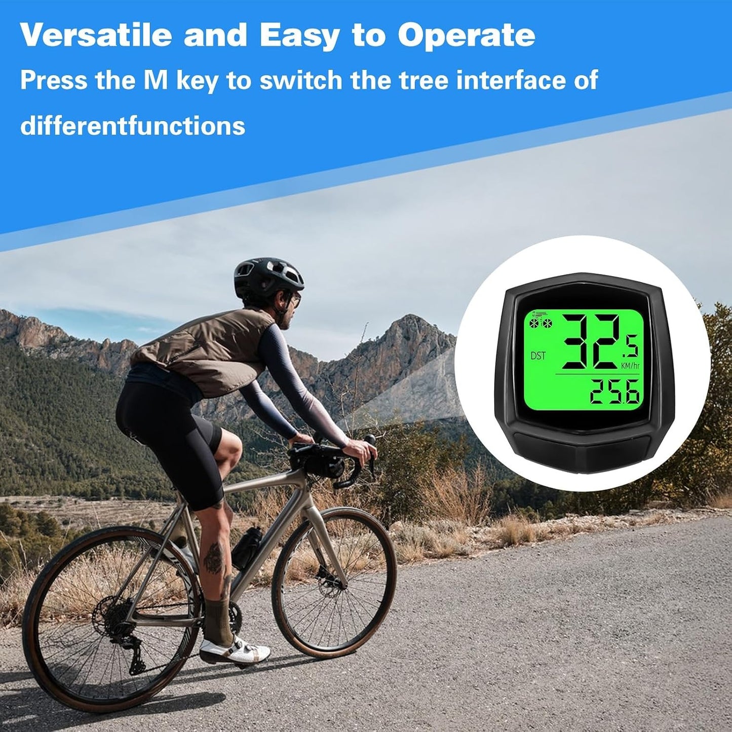 2026 New Bike Computer and Bike Odometer Wireless MPH KM/H Bicycle Speedometer with Automatic Wake-Up Cycling Speed Tracker Display & Single Mileage & Multi-Functions & Calories Statistics Accessories