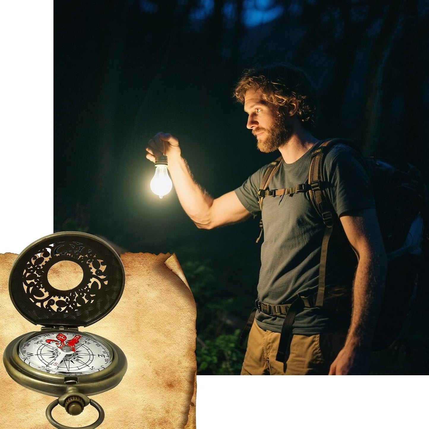 Antique Brass Compass - Waterproof Survival Compass for Hiking & Camping