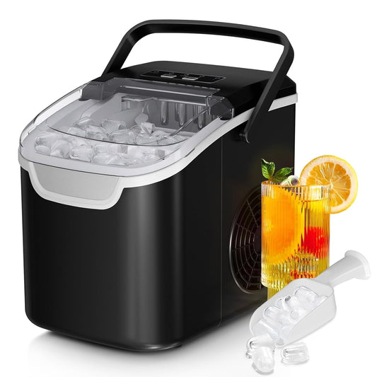 Countertop Ice Maker Machine, 8 Ice Cubes in 6 mins, 26lb/Day Ice with 2 Sizes