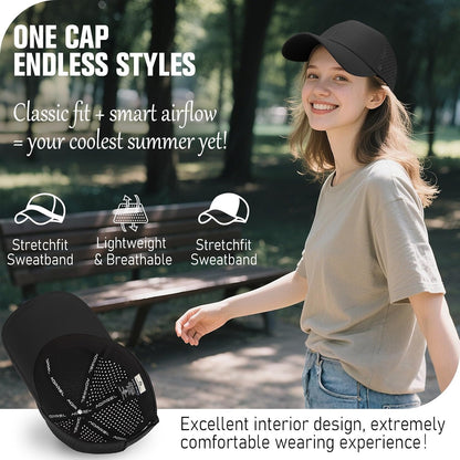 Baseball Cap Breathable Mesh Golf Hat Quick Dry Adjustable Baseball Hats