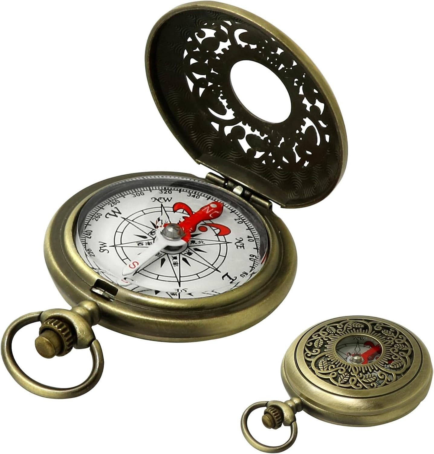 Antique Brass Compass - Waterproof Survival Compass for Hiking & Camping