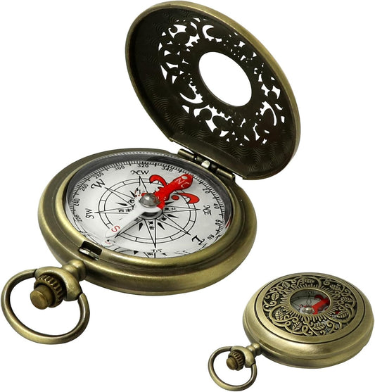 Antique Brass Compass - Waterproof Survival Compass for Hiking & Camping