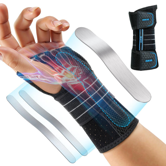 Carpal Tunnel Wrist Brace, Ergonomic Night Support Brace with 3 Metal Splints for Arthritis & Tendonitis Relief