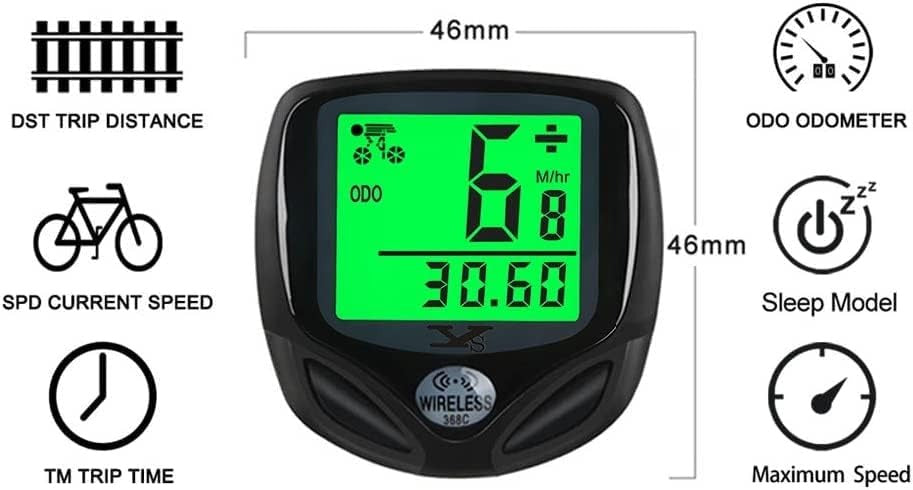Bicycle Speedometer and Odometer Wireless Waterproof Cycle Bike Computer with LCD Display & Multi-Functions
