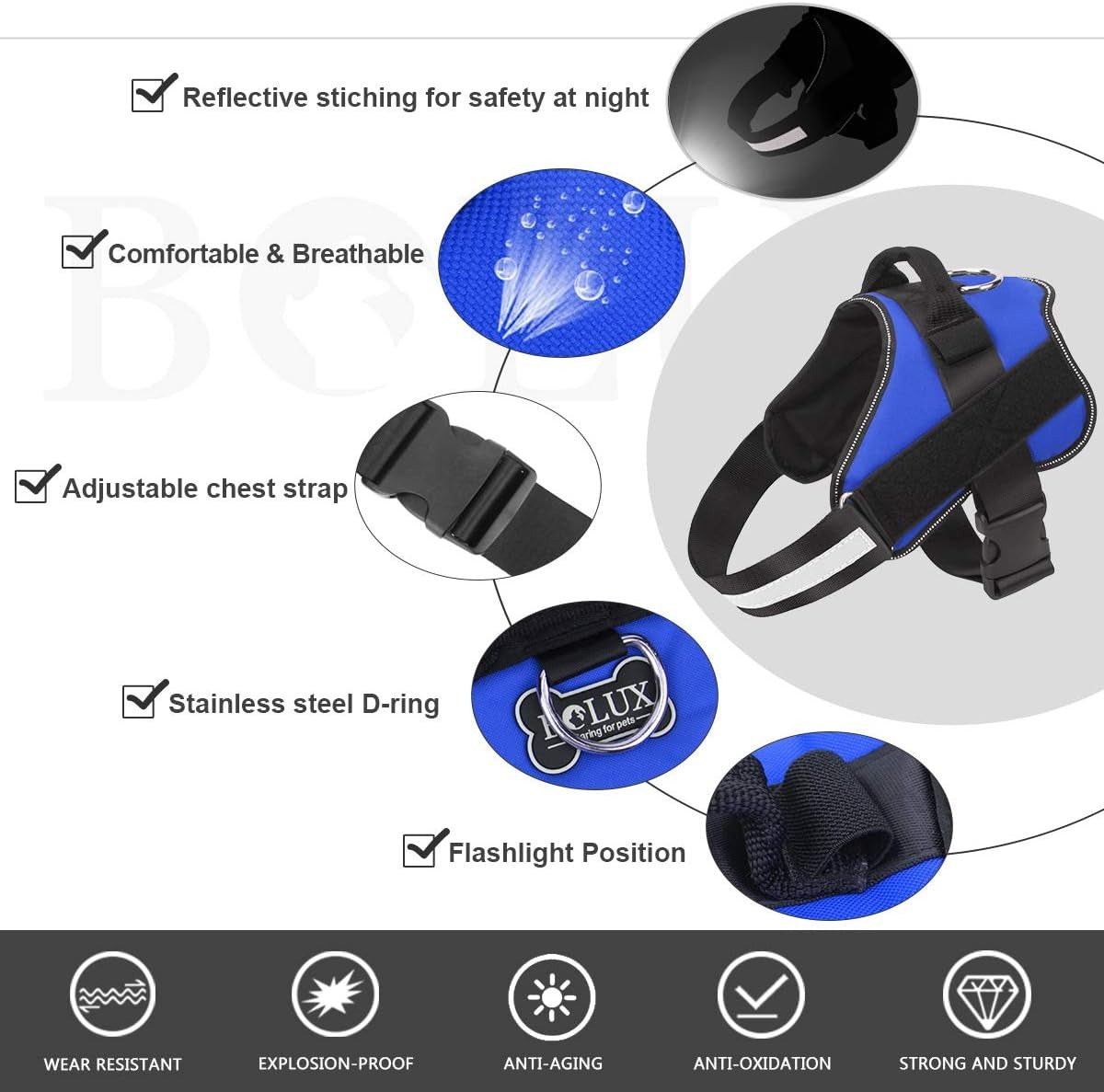 Dog Harness, No-Pull Reflective Dog Vest,