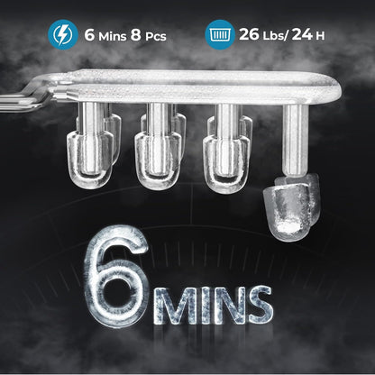 Countertop Ice Maker Machine, 8 Ice Cubes in 6 mins, 26lb/Day Ice with 2 Sizes