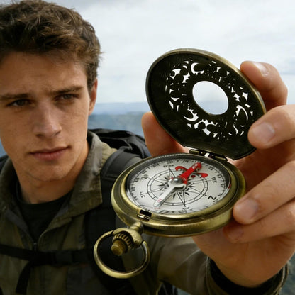 Antique Brass Compass - Waterproof Survival Compass for Hiking & Camping