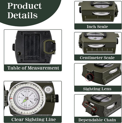 Compasses，Hiking Compass for Survival with ，Waterproof Durable and Pocket-SizedTactical Survival Compass with Lanyard