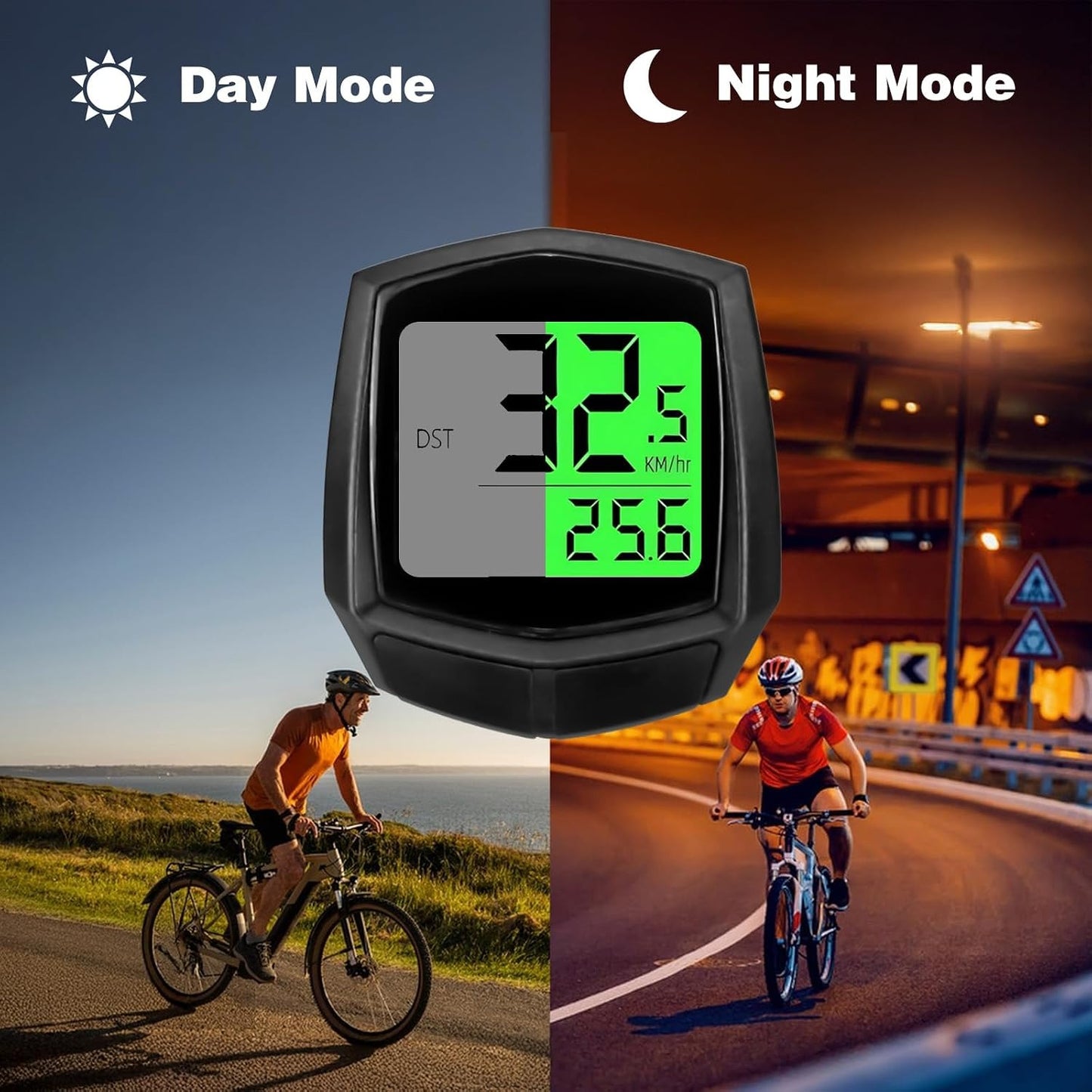 2026 New Bike Computer and Bike Odometer Wireless MPH KM/H Bicycle Speedometer with Automatic Wake-Up Cycling Speed Tracker Display & Single Mileage & Multi-Functions & Calories Statistics Accessories