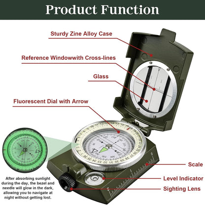 Compasses，Hiking Compass for Survival with ，Waterproof Durable and Pocket-SizedTactical Survival Compass with Lanyard