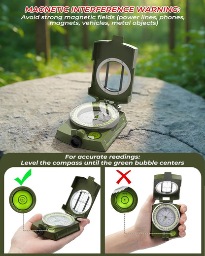 Compass – Carabiner, Liquid-Filled Navigation Tool for Hiking, Camping, Survival & Orienteering