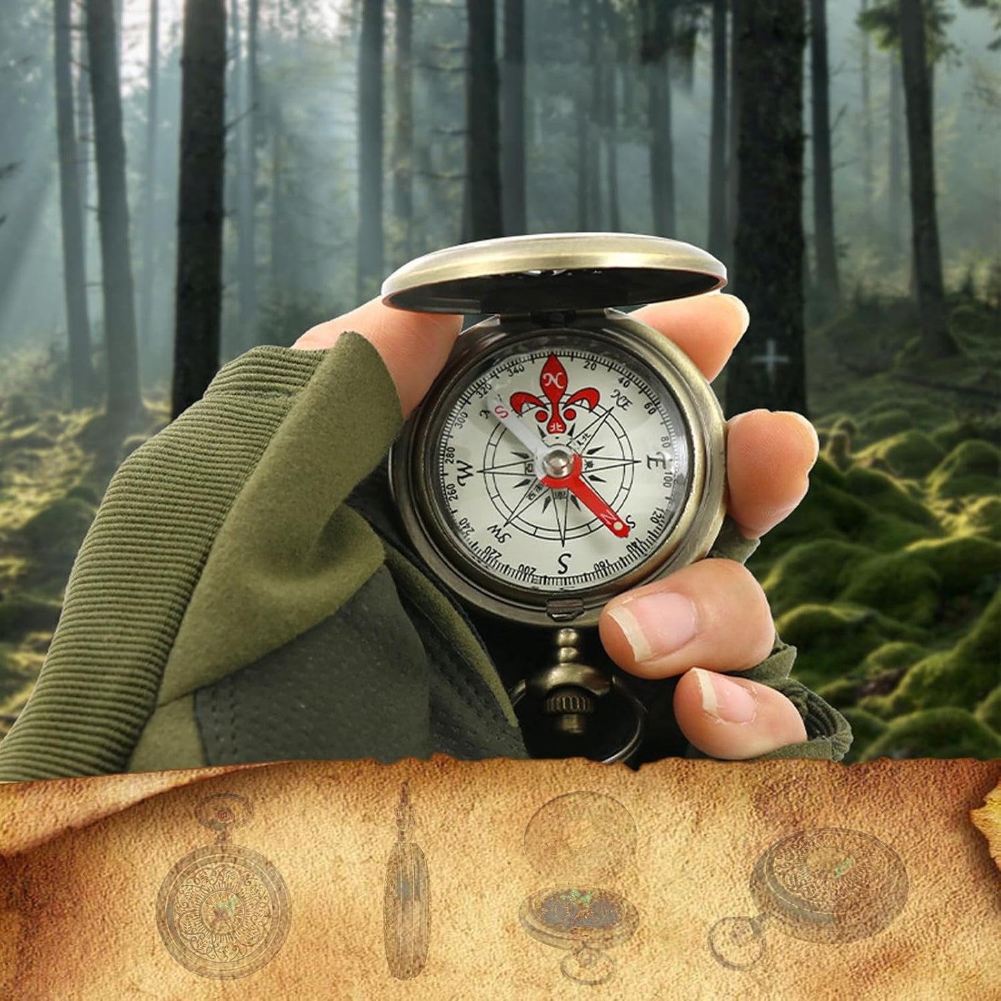 Antique Brass Compass - Waterproof Survival Compass for Hiking & Camping
