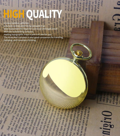 Golden Antique Brass Compass Keychain - Waterproof Pocket Compass for Kids, Perfect Survival Tool & Gift for Boy Scouts with Vintage Golden Compass Design
