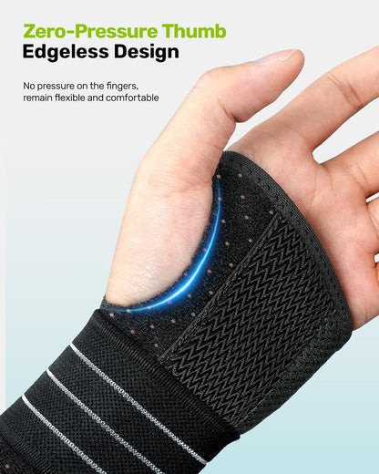 Carpal Tunnel Wrist Brace, Ergonomic Night Support Brace with 3 Metal Splints for Arthritis & Tendonitis Relief
