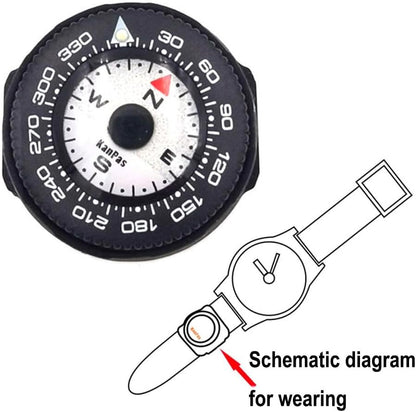 Mini Button Map Compass with Turnable Bezel for Watchband Every Day Carry