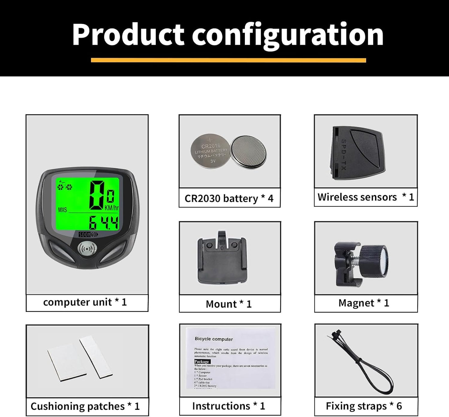 Bike Speedometer, Bicycle odometers,Bicycle Speedometer Wireless Cycle Bike Computer Waterproof Bike Odometer with LCD Display Speedometer Accurate Speed Tracking & Multi-Function