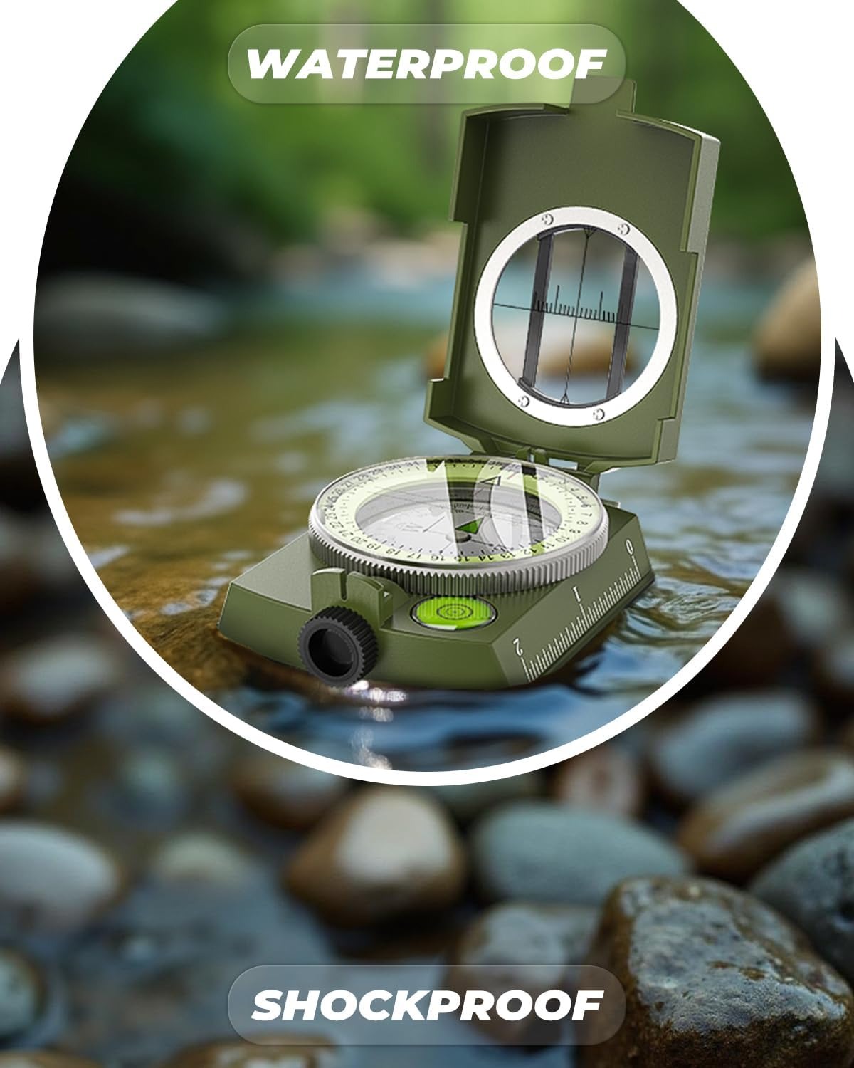 Compass – Carabiner, Liquid-Filled Navigation Tool for Hiking, Camping, Survival & Orienteering