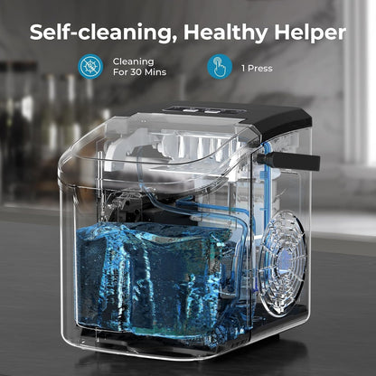 Countertop Ice Maker Machine, 8 Ice Cubes in 6 mins, 26lb/Day Ice with 2 Sizes