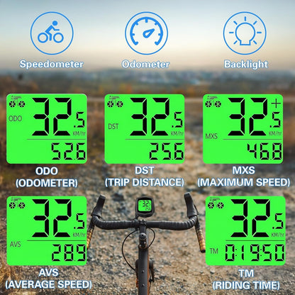2026 New Bike Computer and Bike Odometer Wireless MPH KM/H Bicycle Speedometer with Automatic Wake-Up Cycling Speed Tracker Display & Single Mileage & Multi-Functions & Calories Statistics Accessories