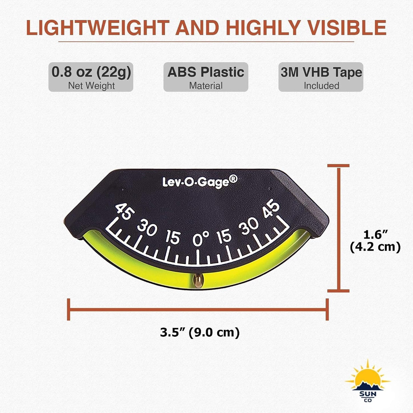 Sun Company Lev-o-gage Heel-Angle Sailing Clinometer (Marine Model) | Mounts on Bulkhead of Boat
