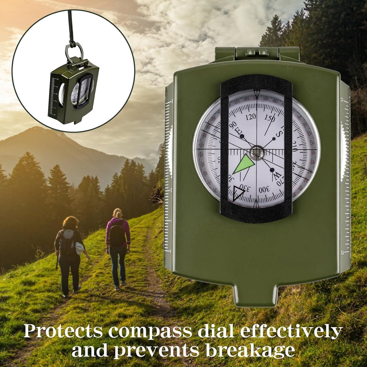 Compasses，Hiking Compass for Survival with ，Waterproof Durable and Pocket-SizedTactical Survival Compass with Lanyard