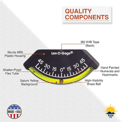 Sun Company Lev-o-gage Heel-Angle Sailing Clinometer (Marine Model) | Mounts on Bulkhead of Boat