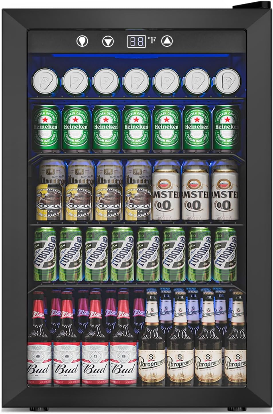 Beverage Refrigerator Cooler - 126 Can Mini Fridge Glass Door