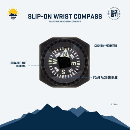 Slip-On Wrist Compass - Easy-to-Read Compass for Watch Band or Paracord Survival Bracelet
