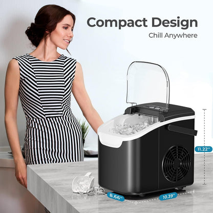 Countertop Ice Maker Machine, 8 Ice Cubes in 6 mins, 26lb/Day Ice with 2 Sizes