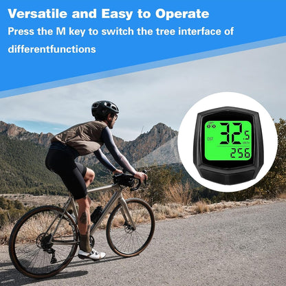 2026 New Bike Computer and Bike Odometer Wireless MPH KM/H Bicycle Speedometer with Automatic Wake-Up Cycling Speed Tracker Display & Single Mileage & Multi-Functions & Calories Statistics Accessories