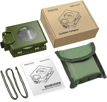 IP65 Compass Hiking Survival - Lensatic Sighting Compass for Camping Navigation, Compass with Clinometer & Carry Bag for Camping Hunting Hiking Geology Activities