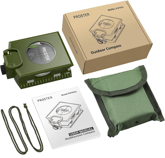 IP65 Compass Hiking Survival - Lensatic Sighting Compass for Camping Navigation, Compass with Clinometer & Carry Bag for Camping Hunting Hiking Geology Activities