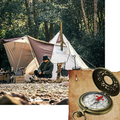 Antique Brass Compass - Waterproof Survival Compass for Hiking & Camping