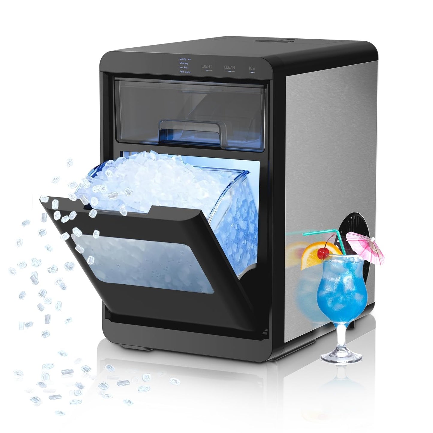 Countertop Ice Maker Machine, 8 Ice Cubes in 6 mins, 26lb/Day Ice with 2 Sizes